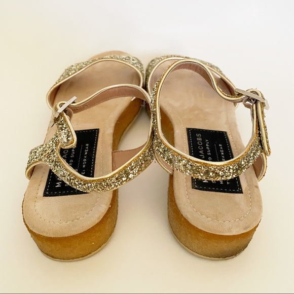 MARC JACOBS Glitter Ankle Strap Platforms Size 37 - Picture 3 of 6